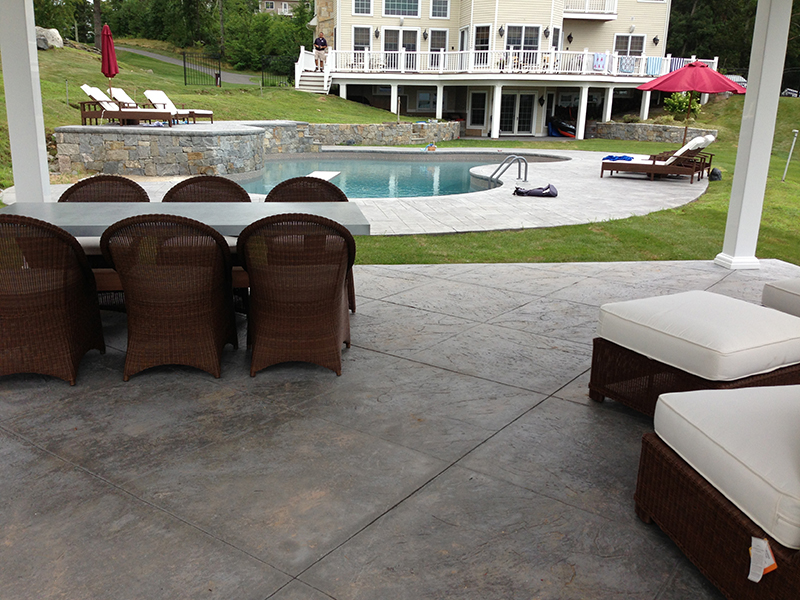 Swimming pool and stamped concrete project example 184